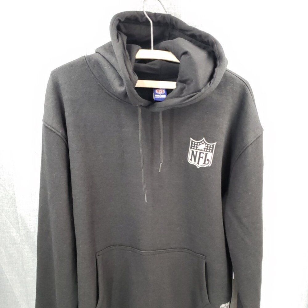 NWT NFL Logo Mens Pullover Hoodie Size M In Black & Silver Reflective READ
